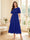 A-Line/Princess Scoop Half Sleeves Tea-Length Mother of the Bride Dresses with Lace & Ruffles