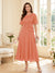 A-Line/Princess Scoop Half Sleeves Tea-Length Mother of the Bride Dresses with Lace & Ruffles