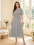 A-Line/Princess Scoop Half Sleeves Tea-Length Mother of the Bride Dresses with Lace & Ruffles