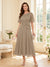 A-Line/Princess Scoop Half Sleeves Tea-Length Mother of the Bride Dresses with Lace & Ruffles