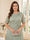 A-Line/Princess Scoop Half Sleeves Tea-Length Plus Size Mother of the Bride Dresses with Lace & Ruffles