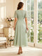 A-Line/Princess Scoop Short Sleeves Tea-Length Mother of the Bride Dresses with Lace & Pleats