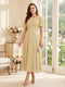 A-Line/Princess Scoop Short Sleeves Tea-Length Mother of the Bride Dresses with Lace & Pleats