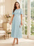 A-Line/Princess Scoop Short Sleeves Tea-Length Mother of the Bride Dresses with Lace & Pleats