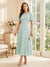 A-Line/Princess Scoop Short Sleeves Tea-Length Mother of the Bride Dresses with Lace & Pleats