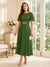 A-Line/Princess Scoop Short Sleeves Tea-Length Mother of the Bride Dresses with Lace & Pleats