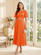 A-Line/Princess Scoop Short Sleeves Tea-Length Mother of the Bride Dresses with Lace & Pleats