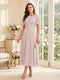A-Line/Princess Scoop Short Sleeves Tea-Length Mother of the Bride Dresses with Lace & Pleats