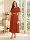 A-Line/Princess Scoop Short Sleeves Tea-Length Mother of the Bride Dresses with Lace & Pleats