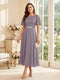 A-Line/Princess Scoop Short Sleeves Tea-Length Mother of the Bride Dresses with Lace & Pleats