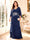 A-Line/Princess V-Neck 3/4 Sleeves Floor-Length Mother of the Bride Dresses with Ruffles & Applique