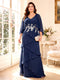 A-Line/Princess V-Neck 3/4 Sleeves Floor-Length Mother of the Bride Dresses with Ruffles & Applique