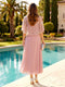 A-Line/Princess Scoop Half Sleeves Tea-Length Mother of the Bride Dresses with Sequins & Embroidery