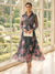 A-Line/Princess Long Sleeves Shirt Collar Tea-Length Mother of the Bride Dresses with Bowknot & Floral