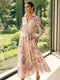 A-Line/Princess Shirt Collar Long Sleeves Tea-Length Mother of the Bride Dresses with Bowknot & Floral