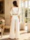 Jumpsuit 2 Pieces Scoop Half Sleeves Floor-Length Mother of the Bride Dresses with Sequins