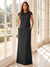 Sheath/Column Scoop Cap Sleeves Floor-Length Mother of the Bride Dresses with Ruched
