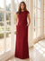 Sheath/Column Scoop Cap Sleeves Floor-Length Mother of the Bride Dresses with Ruched