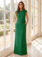 Sheath/Column Scoop Cap Sleeves Floor-Length Mother of the Bride Dresses with Ruched