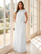 Sheath/Column Scoop Cap Sleeves Floor-Length Mother of the Bride Dresses with Ruched