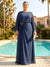 A-Line/Princess Long Sleeves Scoop Floor-Length Plus Size Mother of the Bride Dresses with Ruched