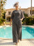 Jumpsuit 2 Pieces Scoop Half Sleeves Floor-Length Plus Size Mother of the Bride Dresses with Applique & Ruched