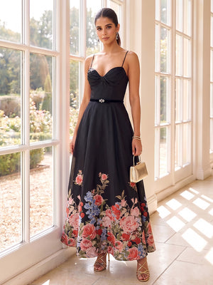 A-Line/Princess Spaghetti Straps Mother of the Bride Dresses with Ruched & Belt & Flower