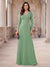 A-Line/Princess V-Neck Long Sleeves Floor-Length Mother of the Bride Dresses with Applique