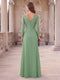 A-Line/Princess V-Neck Long Sleeves Floor-Length Mother of the Bride Dresses with Applique