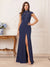 Trumpet/Mermaid High Neck Cap Sleeves Floor-Length Mother of the Bride Dresses with Split Side & Applique