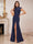 Trumpet/Mermaid High Neck Cap Sleeves Floor-Length Mother of the Bride Dresses with Split Side & Applique