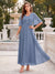 A-Line/Princess Half Sleeves Square Neck Floor-length Mother of the Bride Dresses with Rhinestone