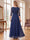 A-Line/Princess V-Neck 3/4 Sleeves Floor-Length Mother of the Bride Dresses with Lace & Applique