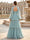 A-Line/Princess High Neck Long Sleeves Floor-Length Mother of the Bride Dresses with Ruffles & Pleats