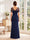 Sheath/Column Asymmetrical Cape Sleeves Floor-Length Mother of the Bride Dresses with 3D Floral & Lace