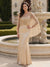 Trumpet/Mermaid Scoop Cape Sleeves Floor-Length Mother of the Bride Dresses with Beading