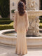 Trumpet/Mermaid Scoop Cape Sleeves Floor-Length Mother of the Bride Dresses with Beading