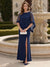 Sheath Column Scoop Half Sleeves Ankle-Length Mother of the Bride Dresses with Split Side