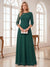 A-Line/Princess Scoop 3/4 Sleeves Floor-Length Mother of the Bride Dresses with Appliques & Beading
