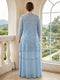 A-Line/Princess 2 Pieces 3/4 Sleeves Scoop Floor Length Plus Size Mother Of The Bride Dresses With Jacket & Ruffles