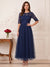 A-Line/Princess Scoop Half Sleeves Ankle-Length Mother of the Bride Dresses with Appliques & Lace