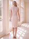 Sheath Column Scoop Cap Sleeves Knee-Length Mother of the Bride Dresses with Lace