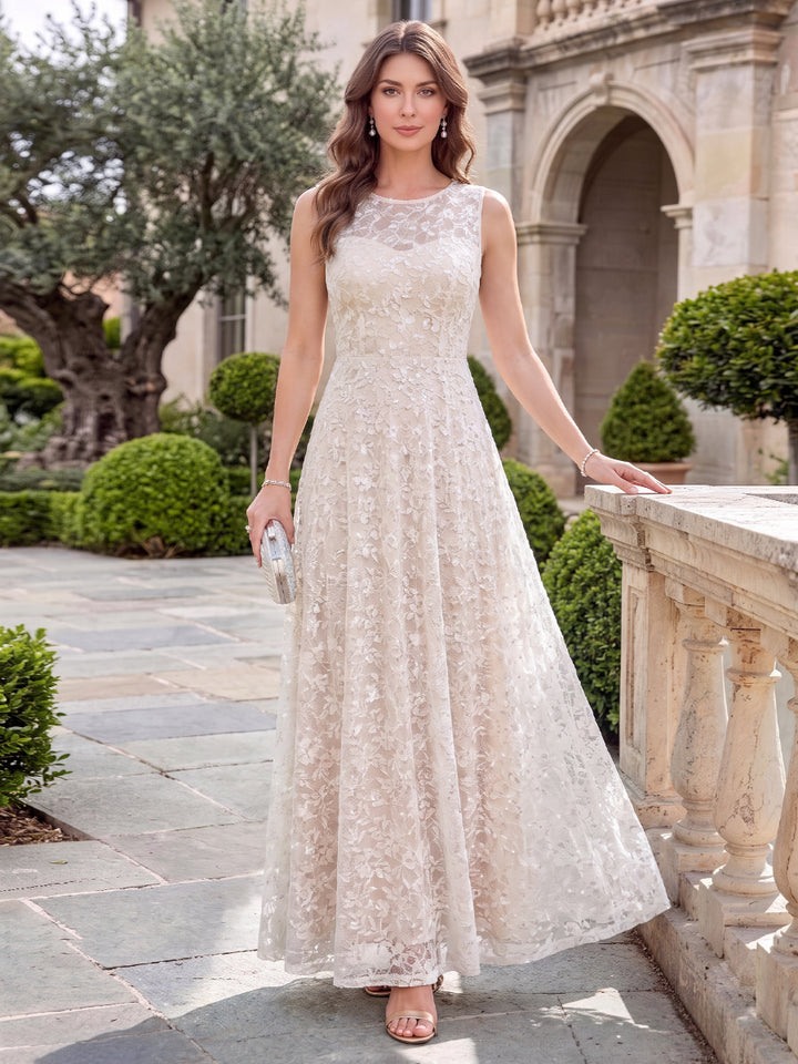 A-Line/Princess Scoop Sleeveless Ankle-Length Mother of the Bride Dresses with Applique &amp; Lace