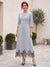A-Line/Princess Asymmetric Tea-Length 3/4 Sleeves Mother of the Bride Dresses with Flower