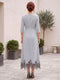 A-Line/Princess Asymmetric Tea-Length 3/4 Sleeves Mother of the Bride Dresses with Flower