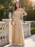 A-Line/Princess Scoop 3/4 Sleeves Floor-Length Mother of the Bride Dresses with Sequins & Lace