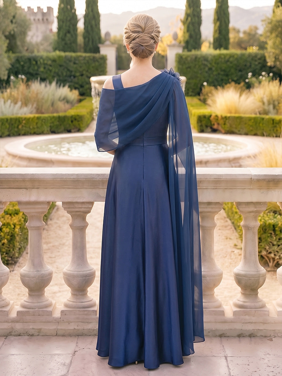 A-Line/Princess Sweetheart Sleeveless Satin Floor-Length Mother of the Bride Dresses with 3D Flower &amp; Ruffles
