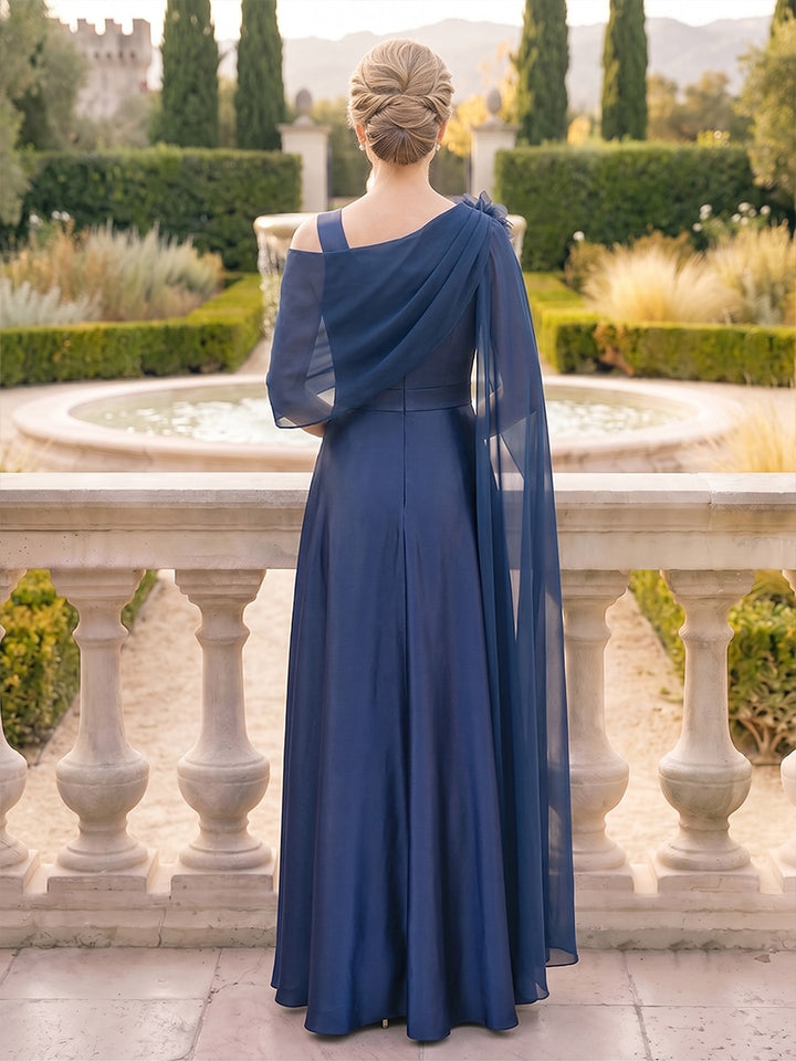 A-Line/Princess Sweetheart Sleeveless Satin Floor-Length Mother of the Bride Dresses with 3D Flower &amp; Ruffles