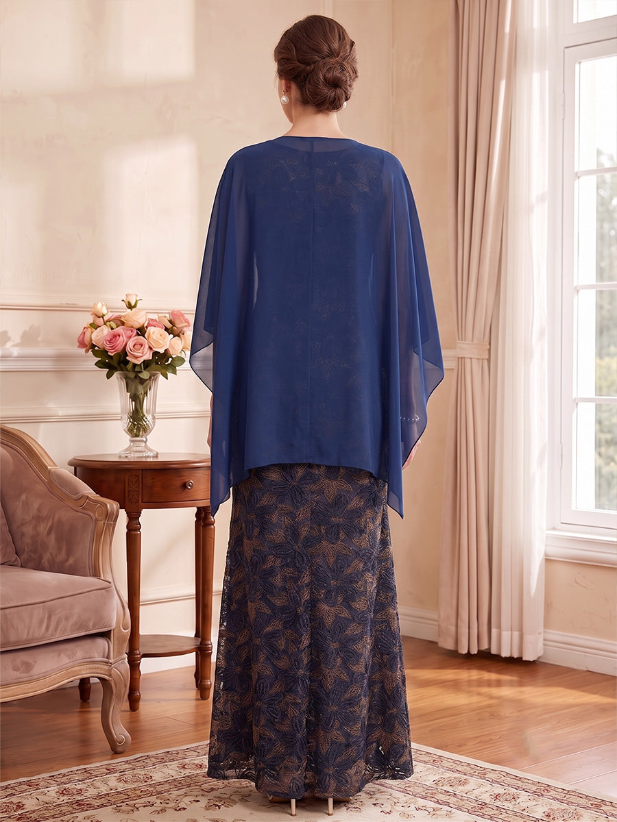 Sheath/Column Scoop Sleeveless Jacquard Floor-Length Mother of the Bride Dresses with Floral Printed