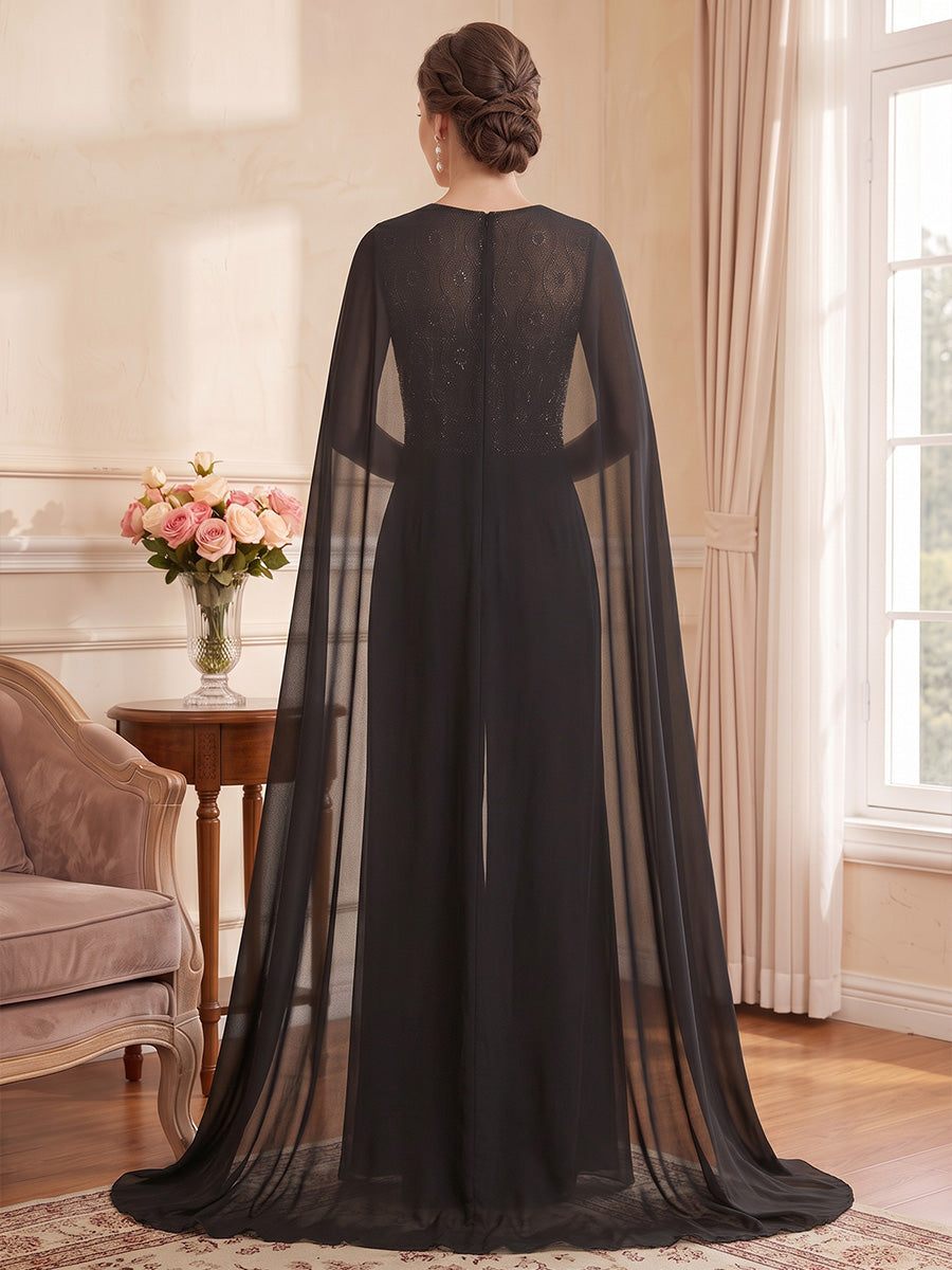 Jumpsuits  Scoop  Sleeveless  Chiffon  Floor-Length  Mother of the Bride Dresses  with Lace